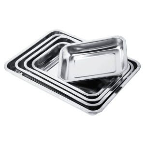 Wholesale Eco-Friendly Stainless Steel Square Rectangle Tray Dish for Buffet Dinner Food Serving Metal Tableware Dinnerwar...