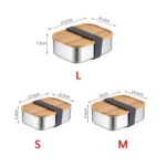 Customizable Stainless Steel School Lunch Box Leak-Proof Wooden Lids Bamboo Fo...
