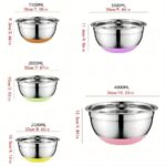 American Style Stainless Steel Mixing Bowl Set 5 Sizes Salad Cutter Bowl with Non-Slip Silicone Base for Kitchen Use - Mix...