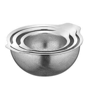 Stainless Steel Microporous Kitchen Supply Filter Handle Drain Basket Colander Strainer Heat Resistant Dishwasher Safe Ove...